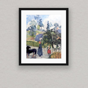 Among the Lilies poster in a black frame with white border and clear glass, featuring an offset lithograph print on acid-free paper. Size: 84cm x 96cm.