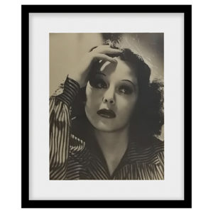 Archival fine art digital print of Hedy Lamarr by Clarence Sinclair Bull, showcasing her timeless beauty in a classic Hollywood portrait with refined luster quality, 55cm x 44cm.