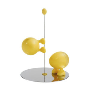 Alessi Lilliput Salt and Pepper Set in yellow: stainless steel shakers with thermoplastic resin accents designed by Stefano Giovannoni.
