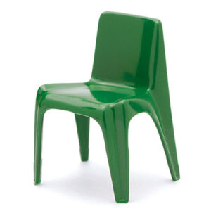 Miniature Bofinger-Stuhl chair, a meticulously crafted replica of the iconic chair by Helmut Batzner, made of ABS and PVC materials.