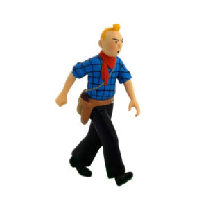 Tintin in America figurine - Cowboy Tintin with fierce expression, ready for action in the Wild West.