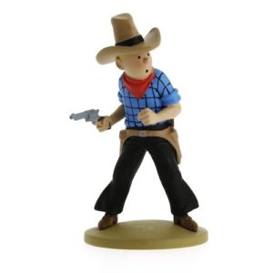Tintin Cowboy Figurine from Tintin in America - Hand-Painted Polyresin Collectible, Height: 11cm - Perfect for Tintin enthusiasts and collectors.